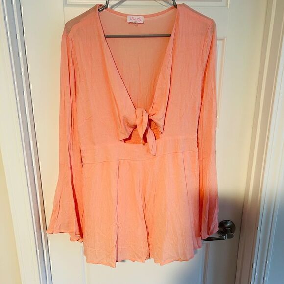 Pink Lily Boutique Romper - Coral/Salmon color - Picture 3 of 4